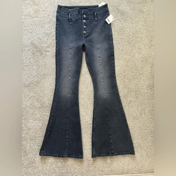 NWT Free People We the Free After Dark Mid Rise Flare Vintage Black Size… - Picture 8 of 14